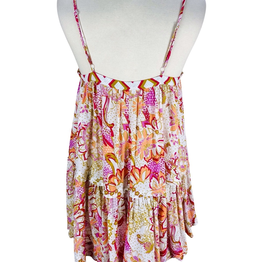 Intimately Free People Get A Clue Mini Dress Size M Strappy Floral Flounced - Picture 5 of 16